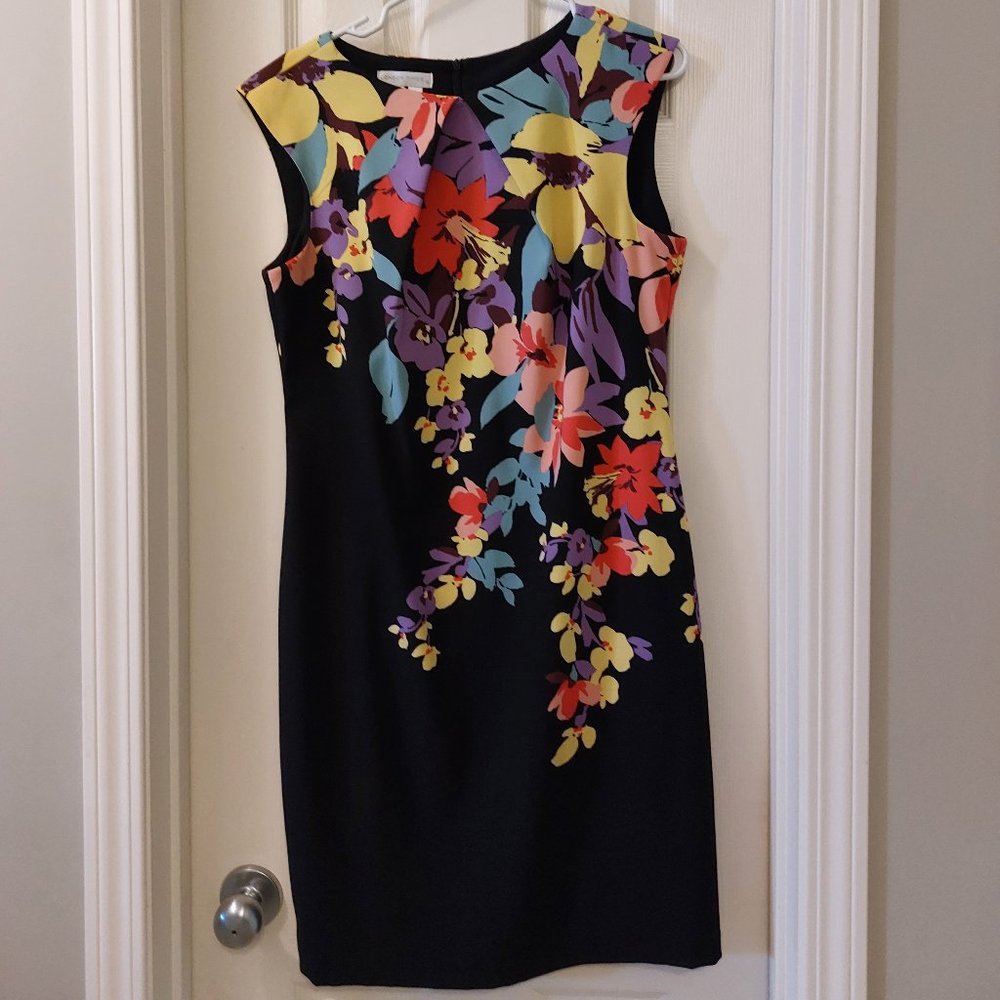 London Times Dress - Size 10 (fits more like 8) - Black w/bright floral design